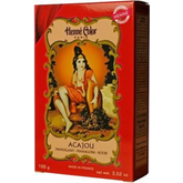 Hennapoeder Acajou in rode doos van Henné Color met Indiase kunstprint
